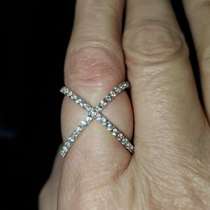 NWT Sterling Silver Crystal Ring Size 6